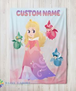 Perfect Cute Hot Disney Chibi Aurora Sleeping Beauty Pastel-Colored Blanket Fleece Customized Blanket