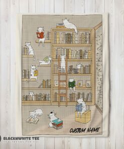 Perfect Vintage Minimalist Cat Book Reading Blanket Fleece Customized Blanket