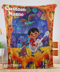 Perfect Disney Cartoon COCO Boy With Guitar Cute Blanket Fleece Customized Blanket