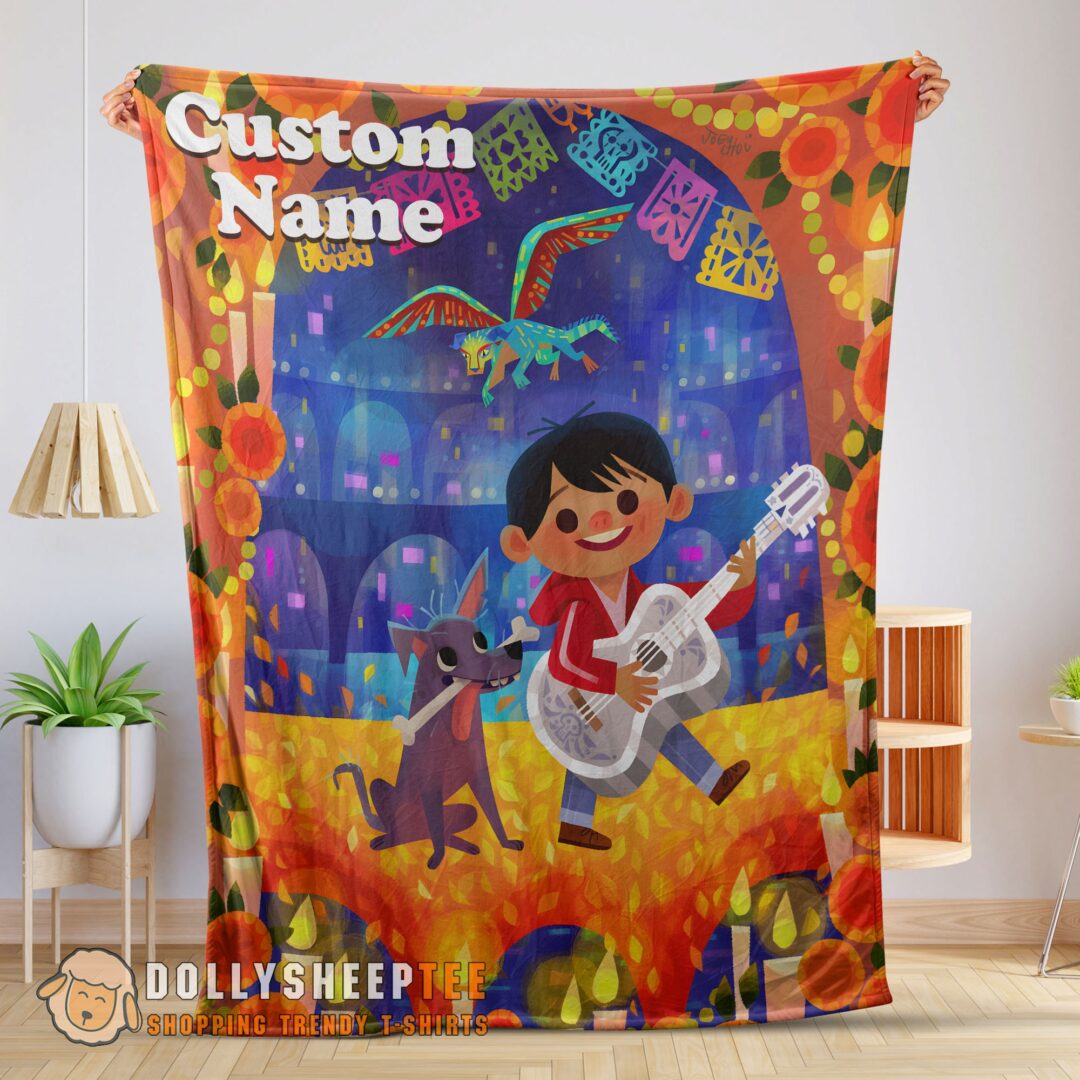 Perfect Disney Cartoon COCO Boy With Guitar Cute Blanket Fleece Customized Blanket-mk-01 (1)