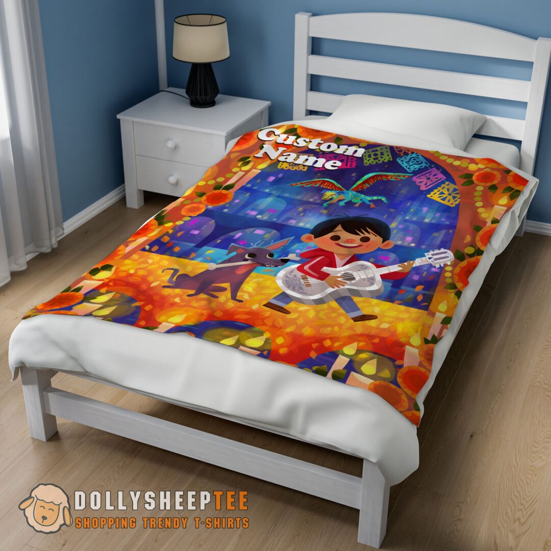Perfect Disney Cartoon COCO Boy With Guitar Cute Blanket Fleece Customized Blanket-mk-01 (2)