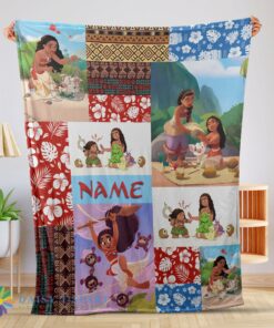 Perfect Disney Cartoon Moana Family With Friends Blanket Fleece Customized Blanket