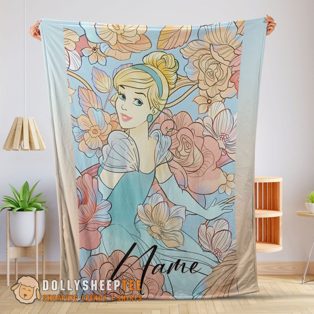 Perfect Disney Cinderella Elegant Princess Bloom Blanket Fleece Customized Blanket-mk-01 (1)