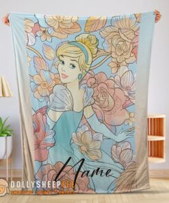 Perfect Disney Cinderella Elegant Princess Bloom Blanket Fleece Customized Blanket