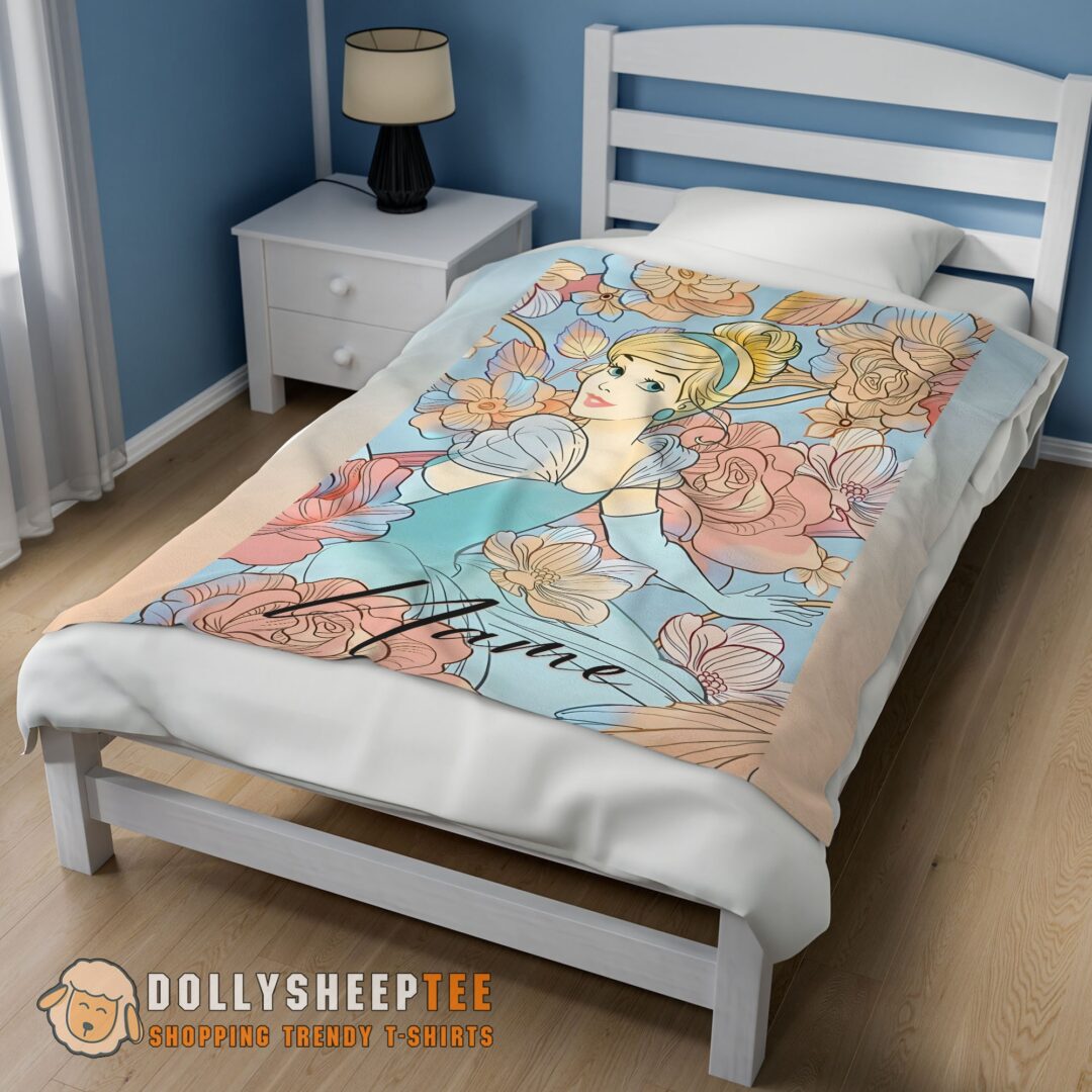 Perfect Disney Cinderella Elegant Princess Bloom Blanket Fleece Customized Blanket-mk-01 (2)