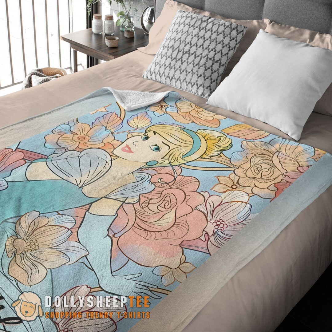 Perfect Disney Cinderella Elegant Princess Bloom Blanket Fleece Customized Blanket-mk-01 (3)
