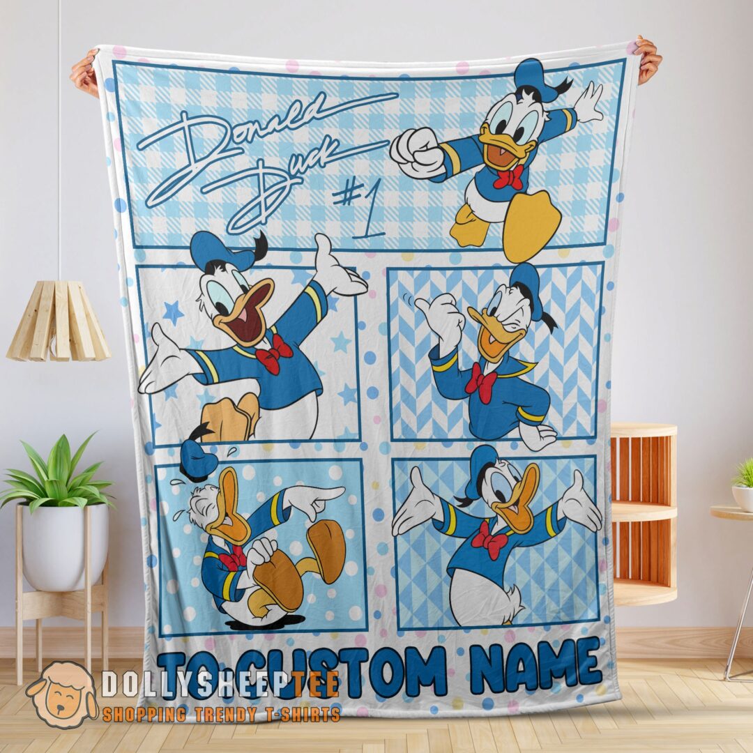 Perfect Disney Donald Duck With Signature And Friends Donald Duck Moods Blanket Customize Blanket (1