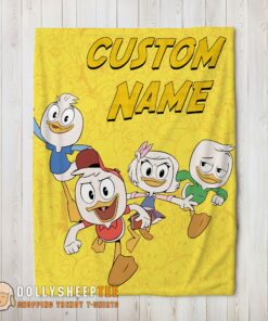 Perfect Disney Ducktales Huey Dewey Louie Webby Yellow Cartoon Collage Blanket Fleece Customized Blanket