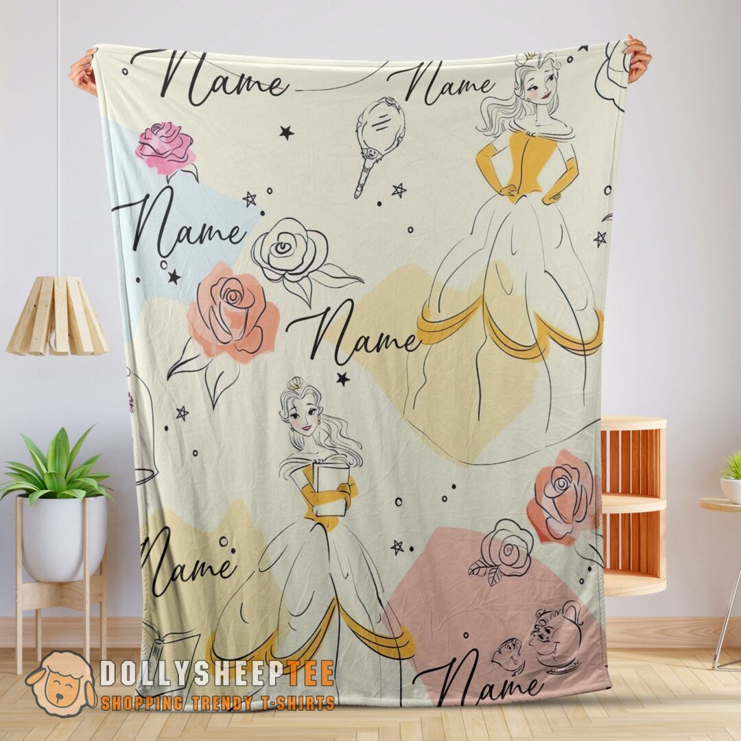 Perfect Disney Elegant Princess Belle Pretty Blanket Fleece Customized Blanket