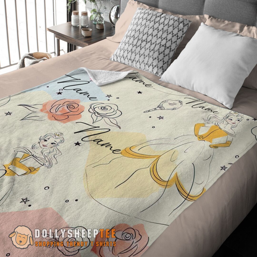 Perfect Disney Elegant Princess Belle Pretty Blanket Fleece Customized Blanket