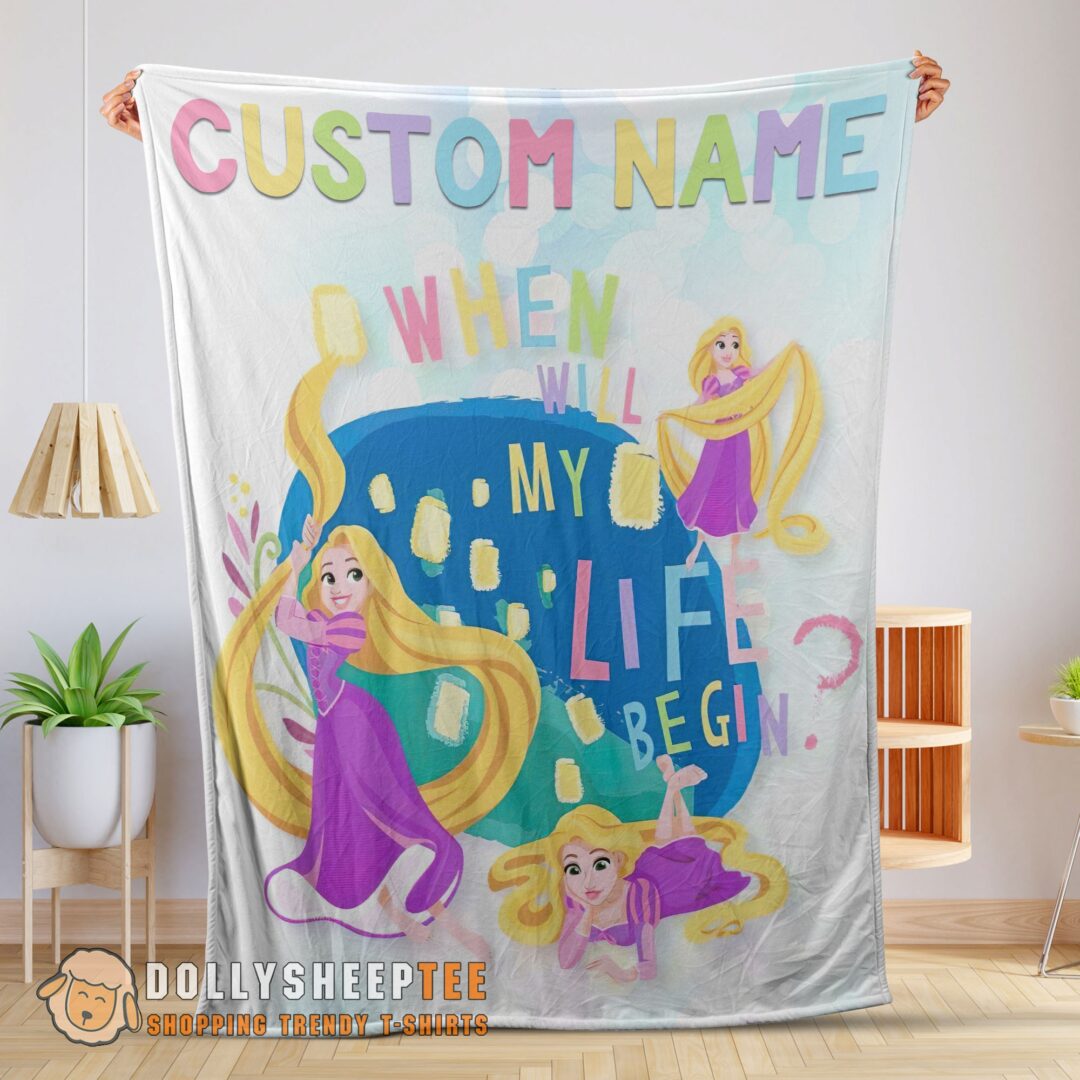Perfect Disney Long Hair Princess Rapunzel Princess Blanket Fleece Customized Blanket-mk-03 (2)