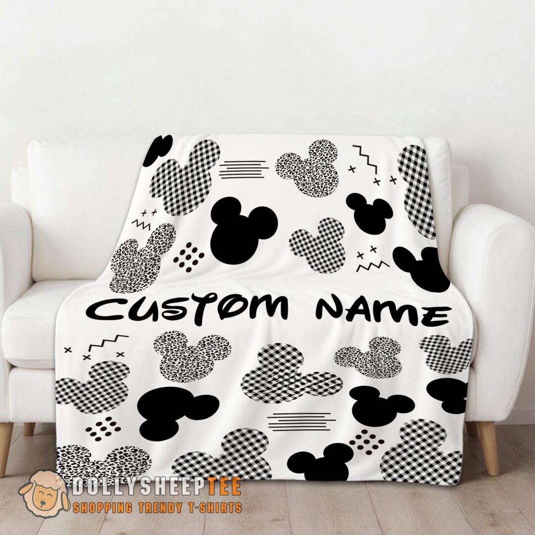 Perfect Disney Mickey Logo Texture Blanket Fleece Customized Blanket
