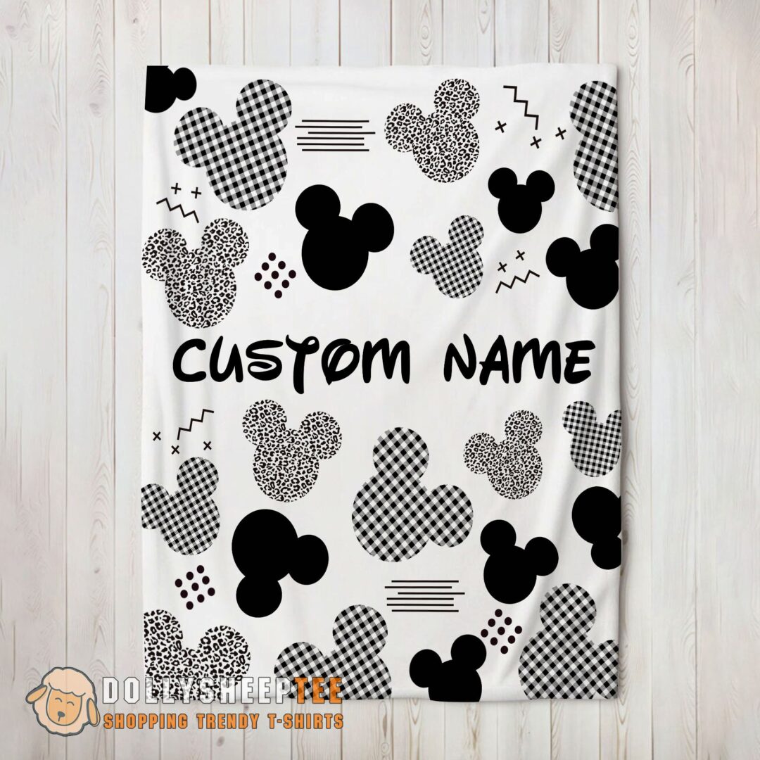 Perfect Disney Mickey Logo Texture Blanket Fleece Customized Blanket