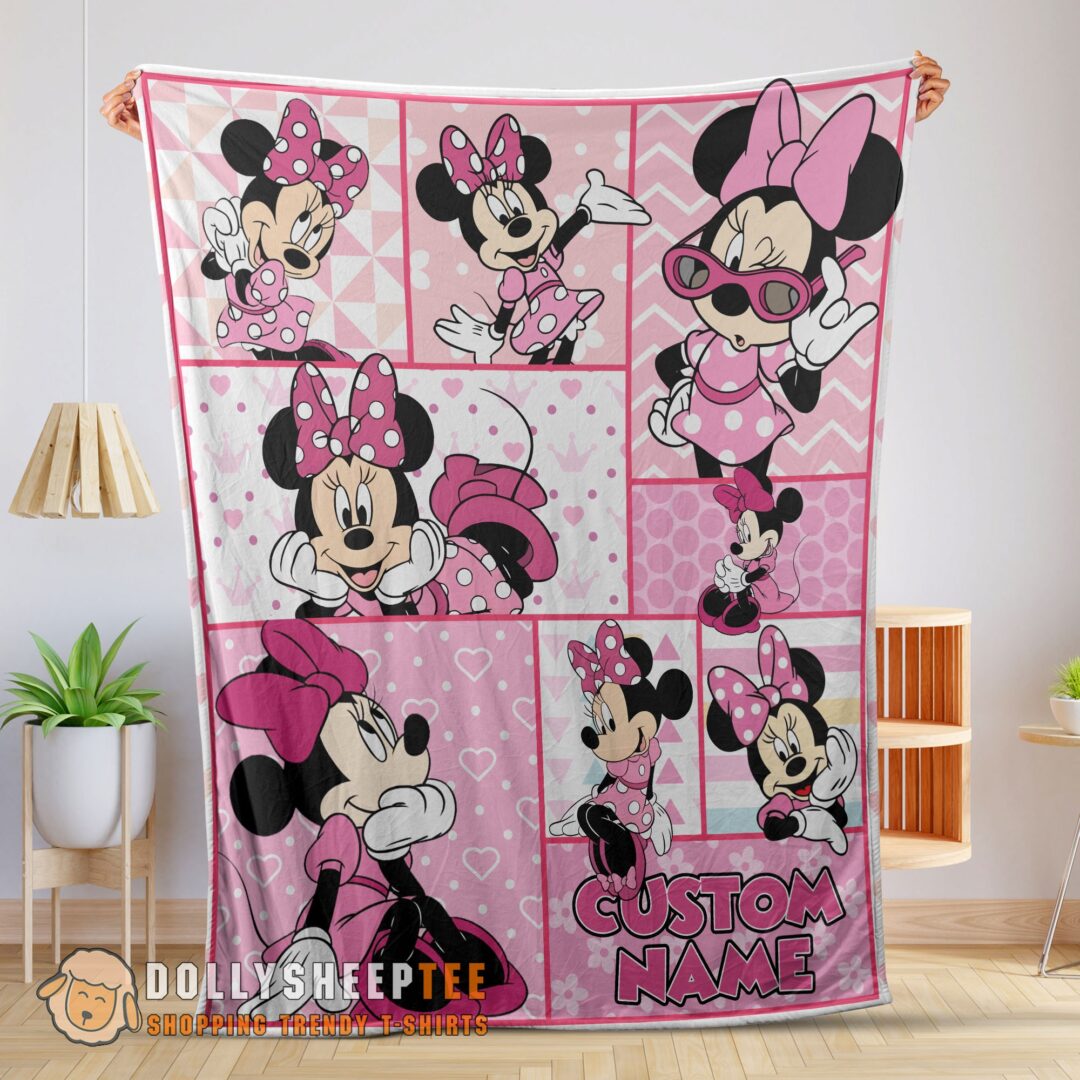 Perfect Disney Minnie Mouse And Friends Minnie Mouse Moods Blanket Customize Blanket-mk-01 (1)
