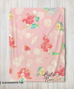 Perfect Disney The Little Mermaid & Flounder Delicate Watercolor Blanket Fleece Customized Blanket