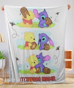 Perfect Disney Winnie The Pooh And Stitch Fleece Blanket Customize Blanket
