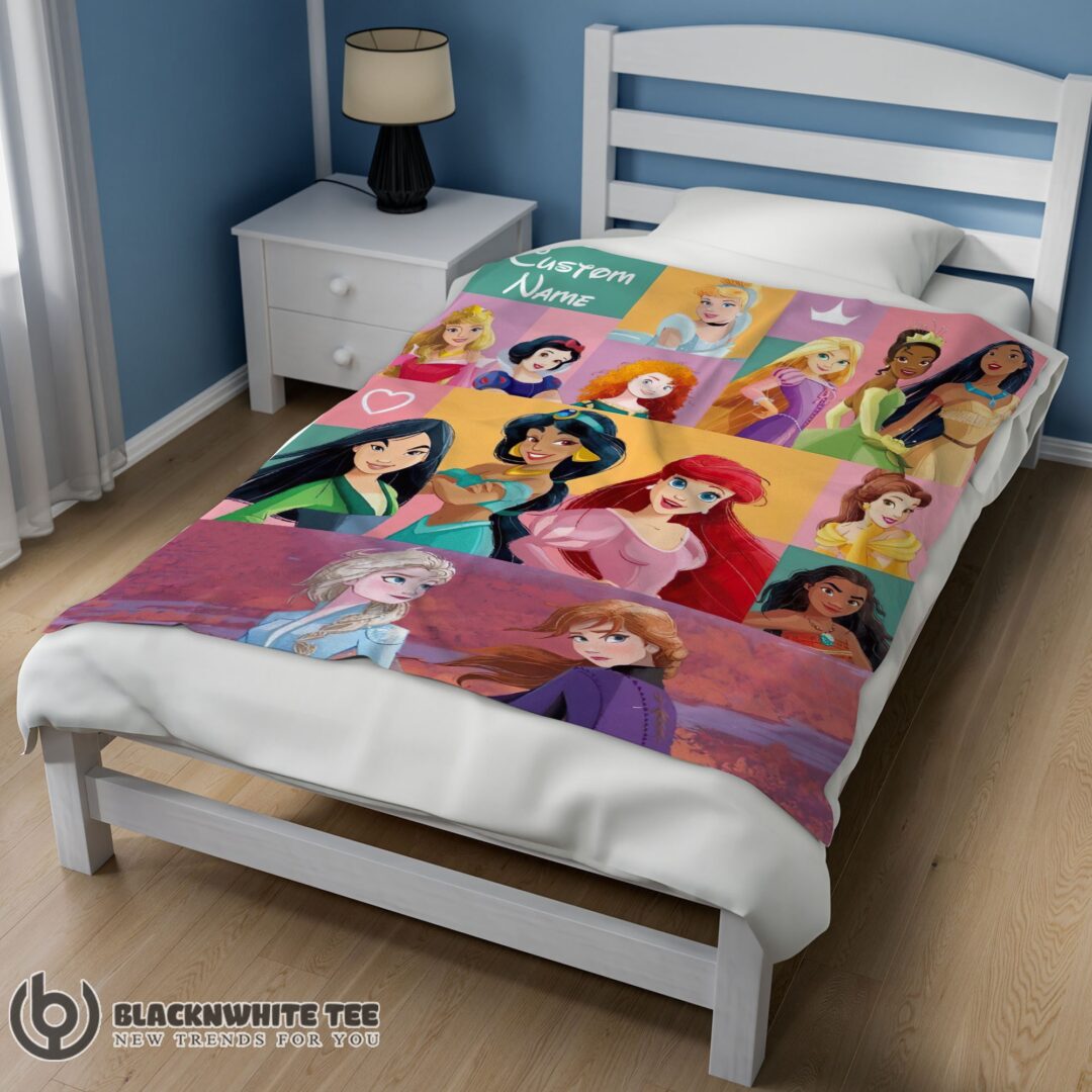 Perfect Good Disney Cartoon All Princess Characters Blanket Fleece Customized Blanket-mk-01 (2)