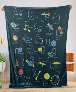 Perfect Good Outer Space Alphabet Poster Cute A To Z Astronomy Fleece Blanket