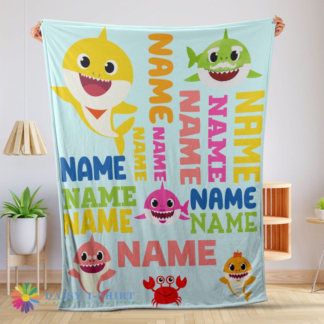 Perfect Good Personalized Baby Shark Blanket Fleece Customized Blanket