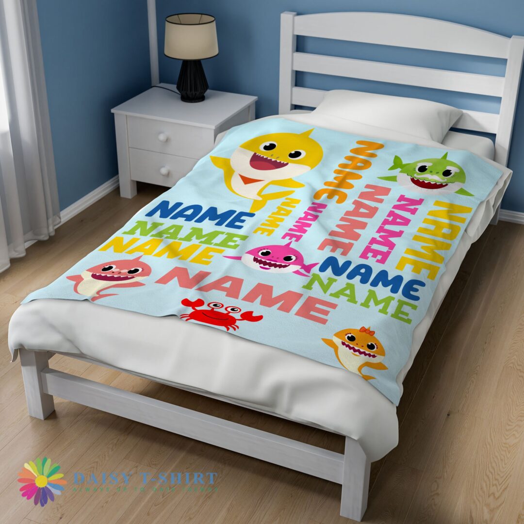 Perfect Good Personalized Baby Shark Blanket Fleece Customized Blanket