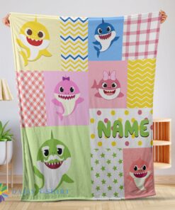 Perfect Good Personalized Colorful Baby Shark Blanket Fleece Customized Blanket