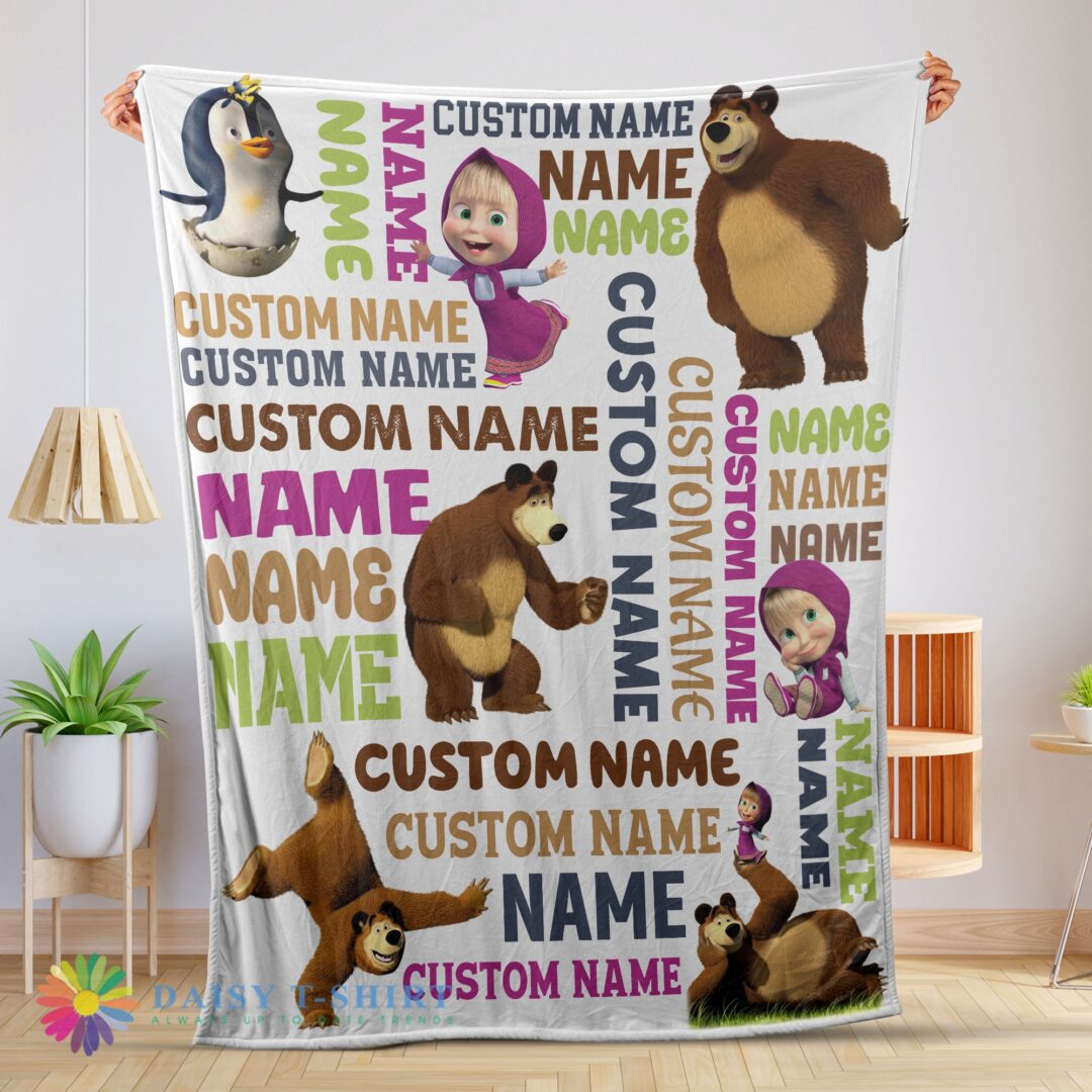Perfect Good Personalized Masha And The Bear Blanket Fleece Customized Blanket