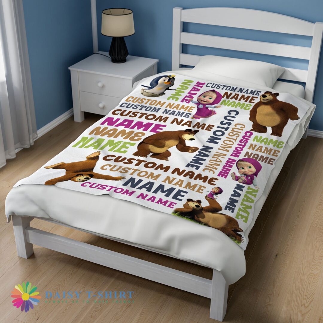 Perfect Good Personalized Masha And The Bear Blanket Fleece Customized Blanket