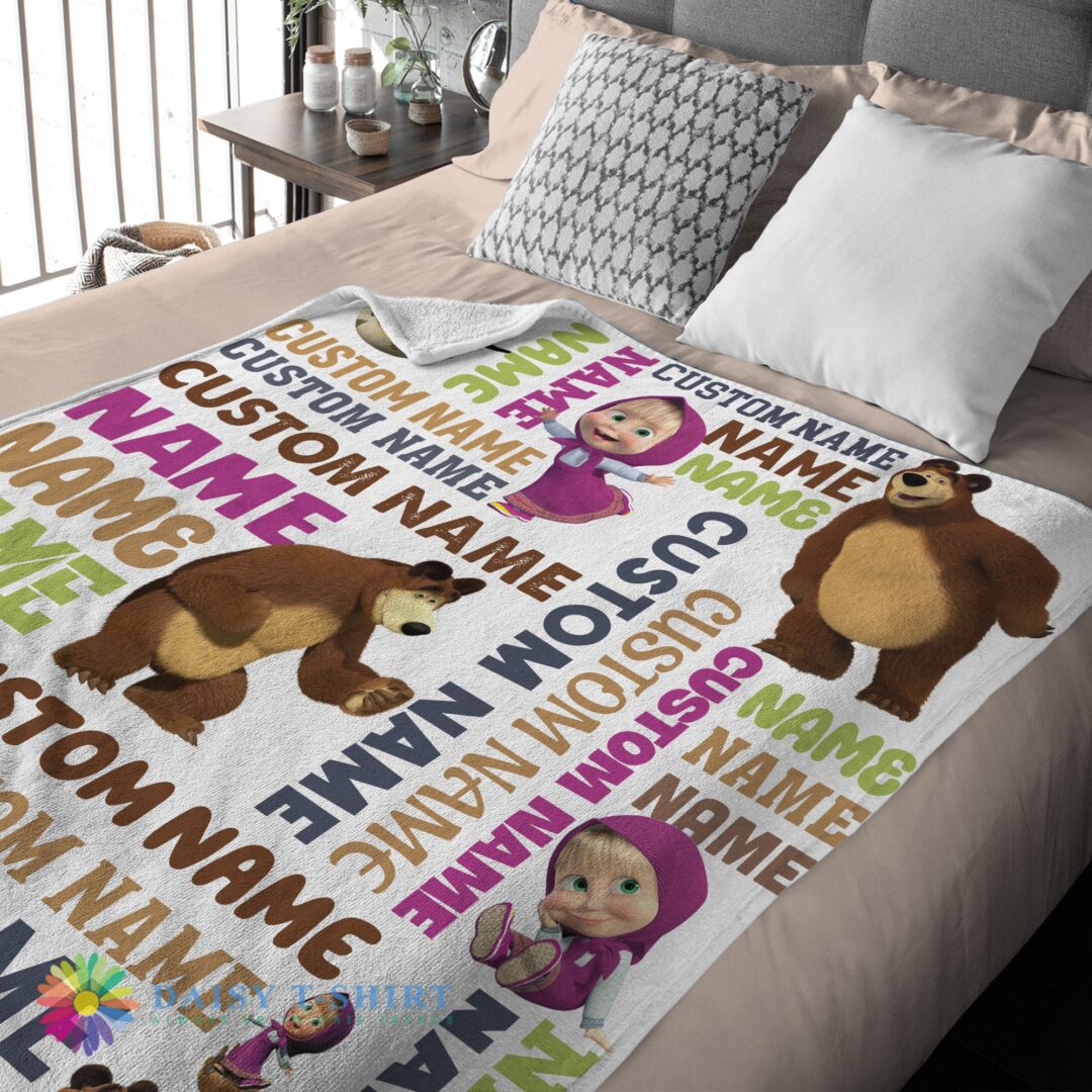 Perfect Good Personalized Masha And The Bear Blanket Fleece Customized Blanket