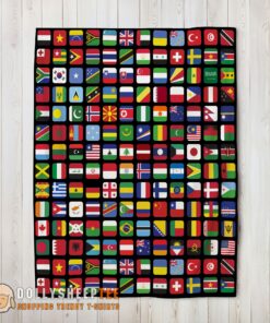 Perfect Happy World Flags Grid Colorful International Countries Flag Blanket Fleece Blanket