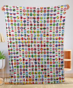 Perfect Happy World Flags International Flags Collage Blanket Fleece Blanket
