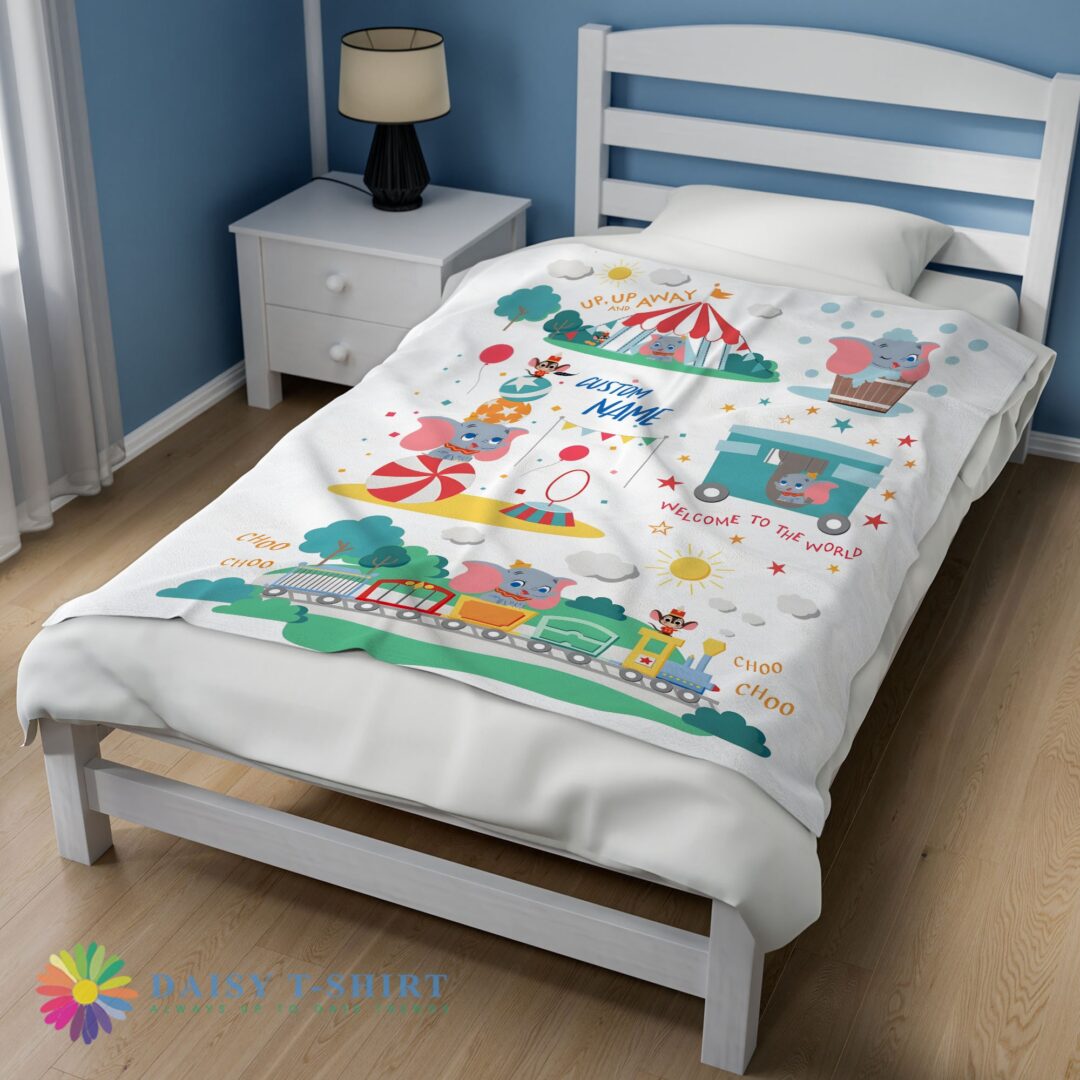 Perfect Pretty Dumbo Personalized Minky Blanket Circus Elephant Nursery Blank