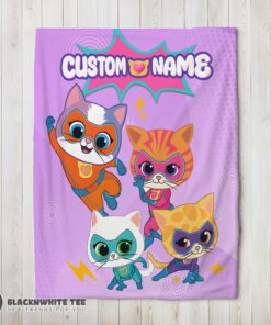 Perfect Pretty Super Kitties Assemble Feline Heroes In Action Blanket Fleece Customized Blanket