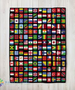 Perfect Pretty World Flags Grid Colorful International Countries Flag Blanket Fleece Blanket