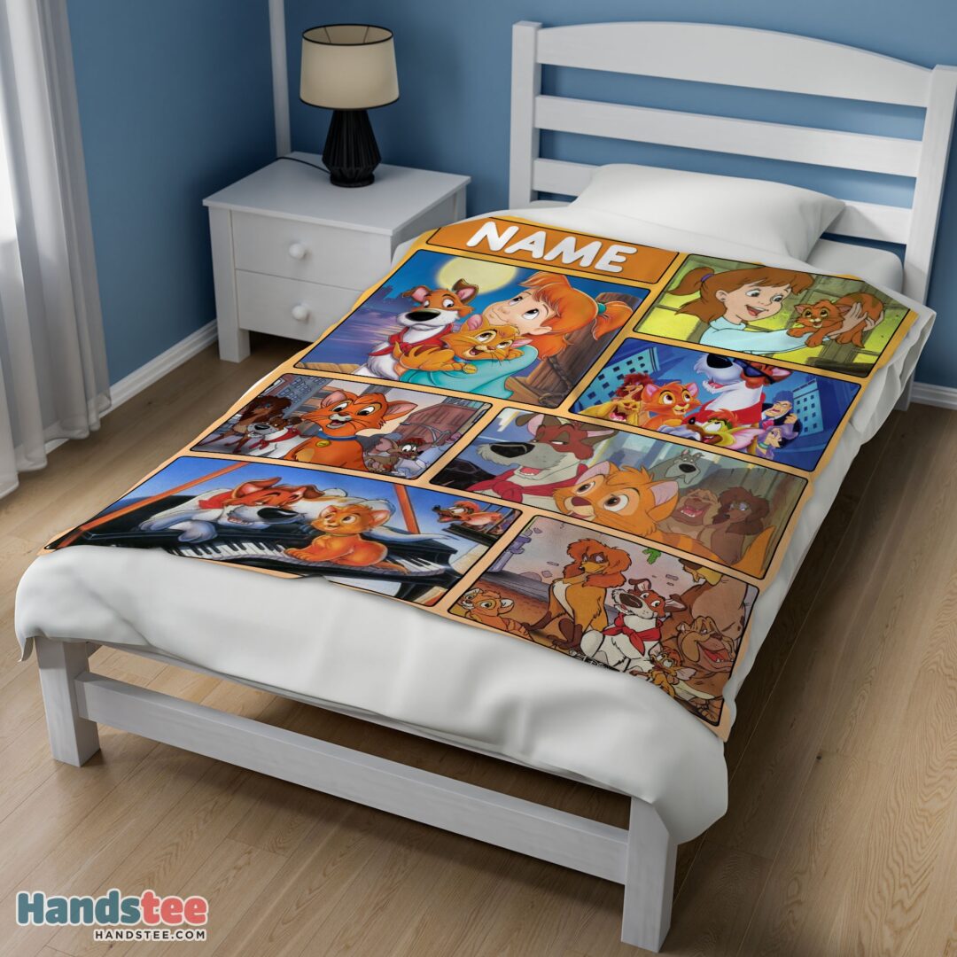 premiu2-2 Premium Disney Oliver & Company Jenny Foxworth Oliver Dodger With Friends Blanket Fleece Customized Blanket - Image 3