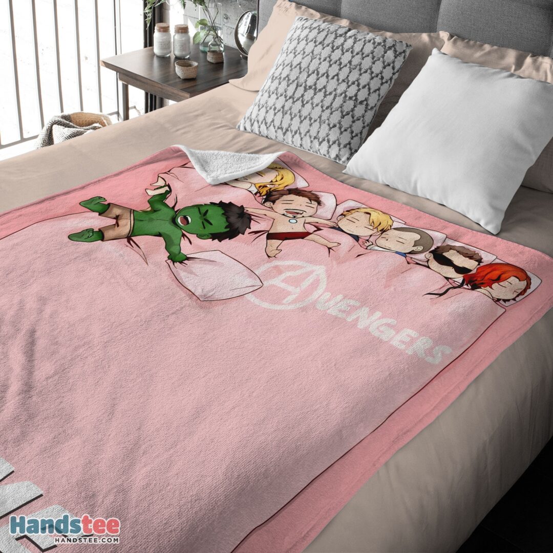 premiu3 Premium Cute Marvel Avengers Assemble Avengers Chibi Character Sleeping Blanket Fleece Customized Blanket - Image 4