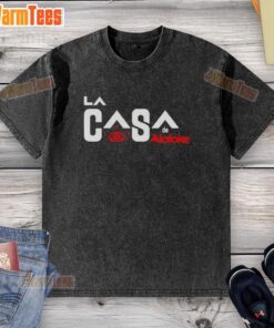 Premium Alofoke La Casa 2 washed t-shirt in soft fabric with stylish design, perfect for casual wear.