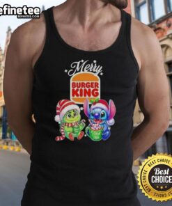 Premium Baby Grinch and Stitch X Burger King Merry Christmas Tank Top featuring festive designs for kids.