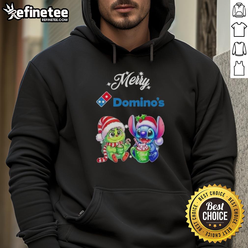 premium-baby-grinch-and-stitch-x-dominos-merry-christmas-hoodie Premium Baby Grinch and Stitch X Dominos Merry Christmas Hoodie featuring festive designs for holiday cheer.