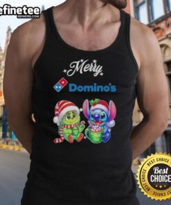 Premium Baby Grinch and Stitch X Dominos Merry Christmas tank top featuring festive designs for holiday celebrations.