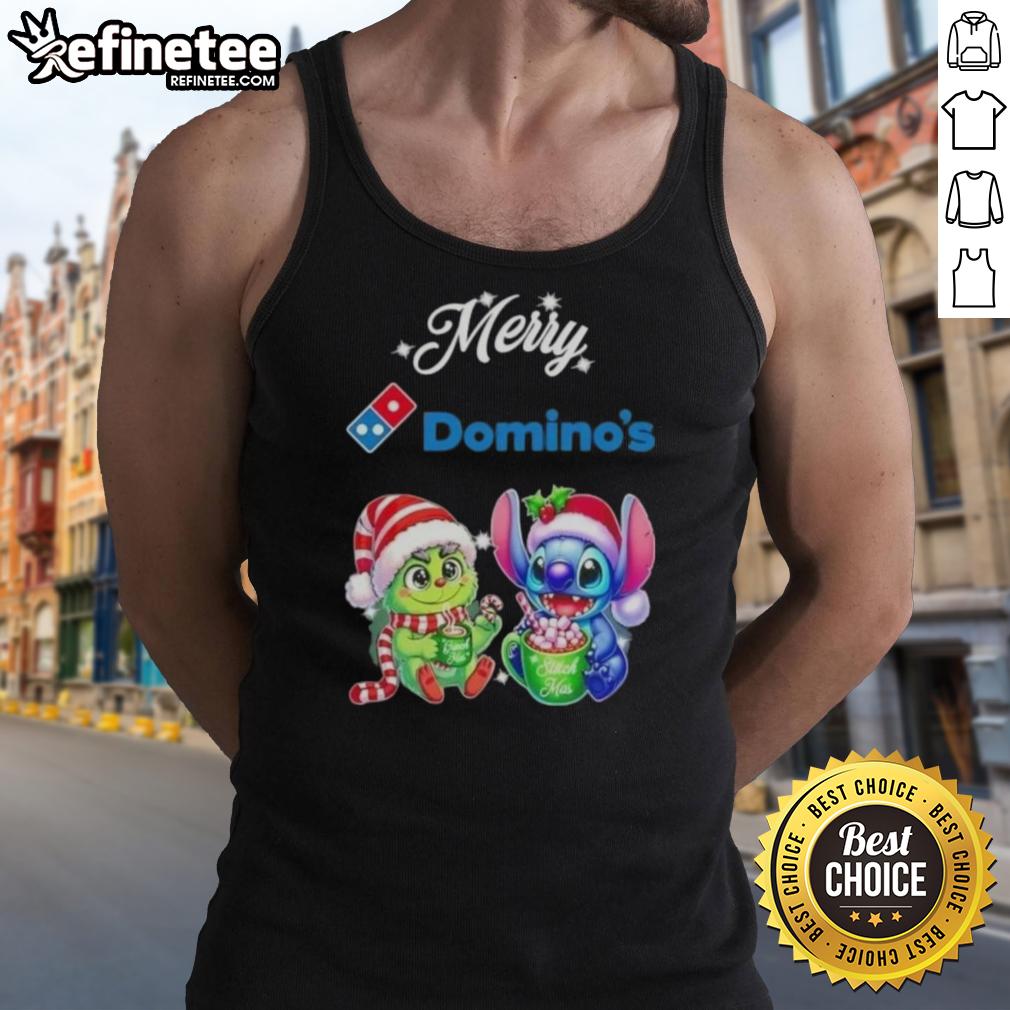 premium-baby-grinch-and-stitch-x-dominos-merry-christmas-tank-top Premium Baby Grinch and Stitch X Dominos Merry Christmas tank top featuring festive designs for holiday celebrations.