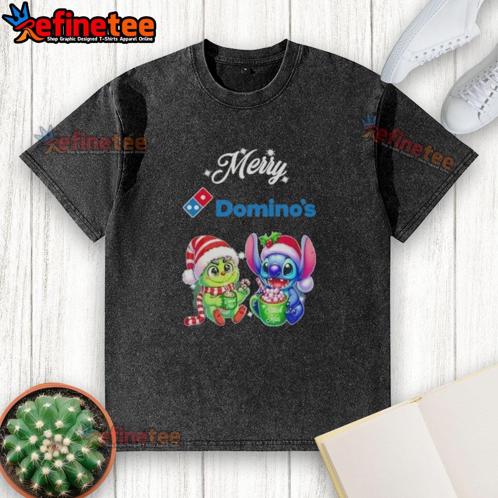 premium-baby-grinch-and-stitch-x-dominos-merry-christmas-washed-t-shirt Premium Baby Grinch and Stitch X Dominos Merry Christmas T-Shirt for kids, featuring vibrant holiday-themed designs.