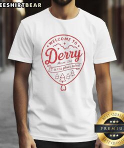 Premium Balloon Welcome to Derry Maine USA T-Shirt featuring vibrant design, perfect for locals and visitors alike.