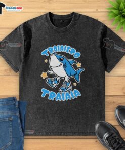 Premium Brainrot Tralalero Tralala Washed T-Shirt featuring a unique design in a soft, comfortable fabric.