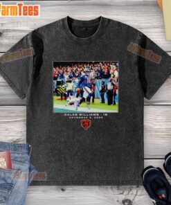 Alt Text: Premium Caleb Williams Chicago Bears NFL Week 10 washed t-shirt featuring team colors and logo for fans.