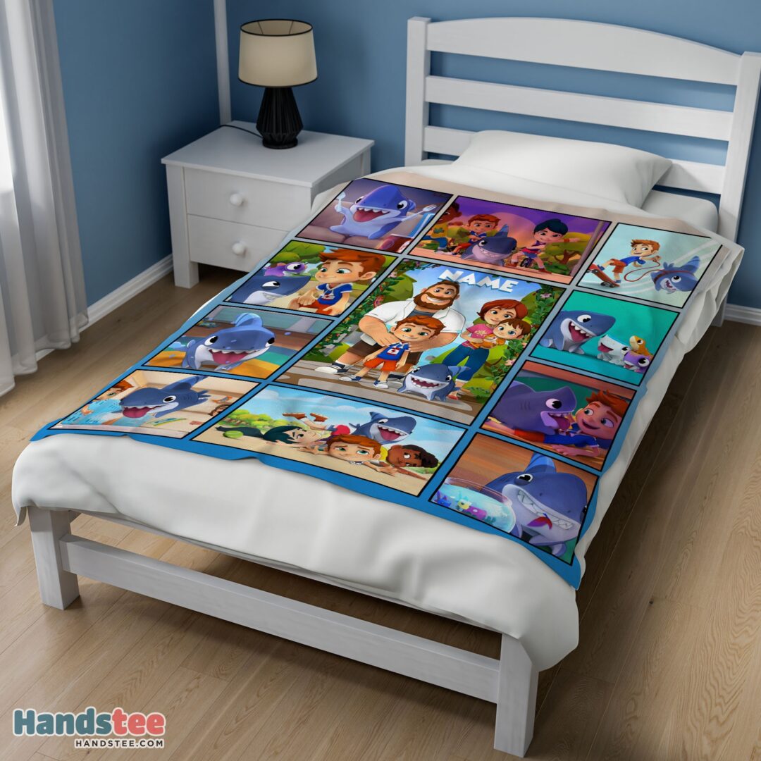 premium-cartoon-sharkdog-with-family-blanket-fleece-customized-blanket-mk-02 Premium Cartoon Sharkdog With Family Blanket Fleece Customized Blanket - Image 3
