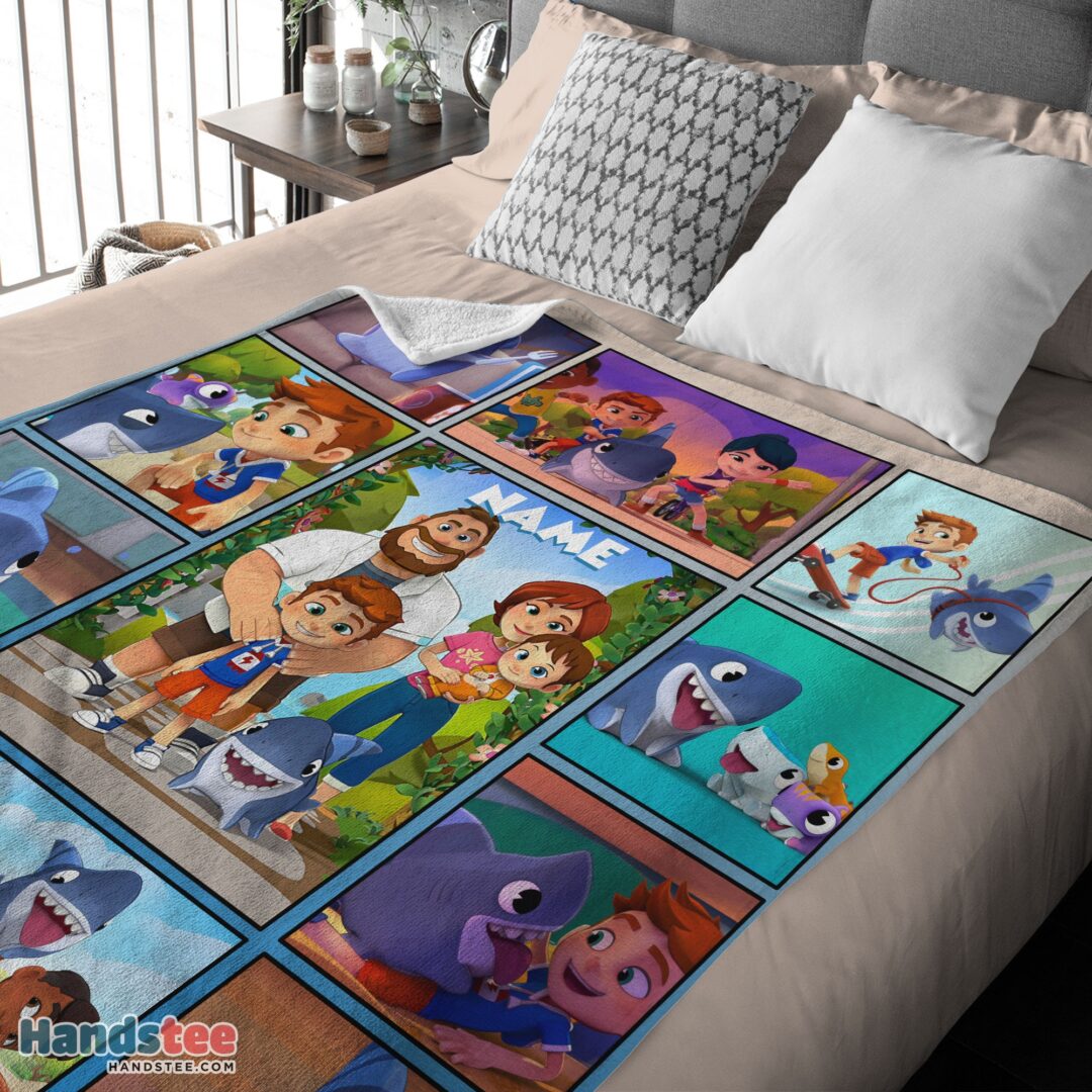 premium-cartoon-sharkdog-with-family-blanket-fleece-customized-blanket-mk-03 Premium Cartoon Sharkdog With Family Blanket Fleece Customized Blanket - Image 4