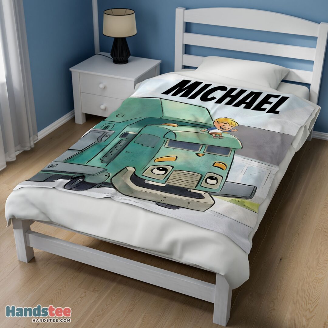 premium-cartoon-trash-truck-cute-blanket-fleece-customized-blanket-mk-02 Premium Cartoon Trash Truck Cute Blanket Fleece Customized Blanket - Image 3