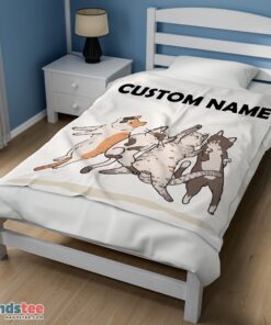 Premium Cat Friends Laying Doodle Blanket Fleece Customized Blanket - Image 3