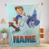 Premium Catoon Sharkdog Sharkdog And Max Skateboarding Blanket Fleece Customized Blanket