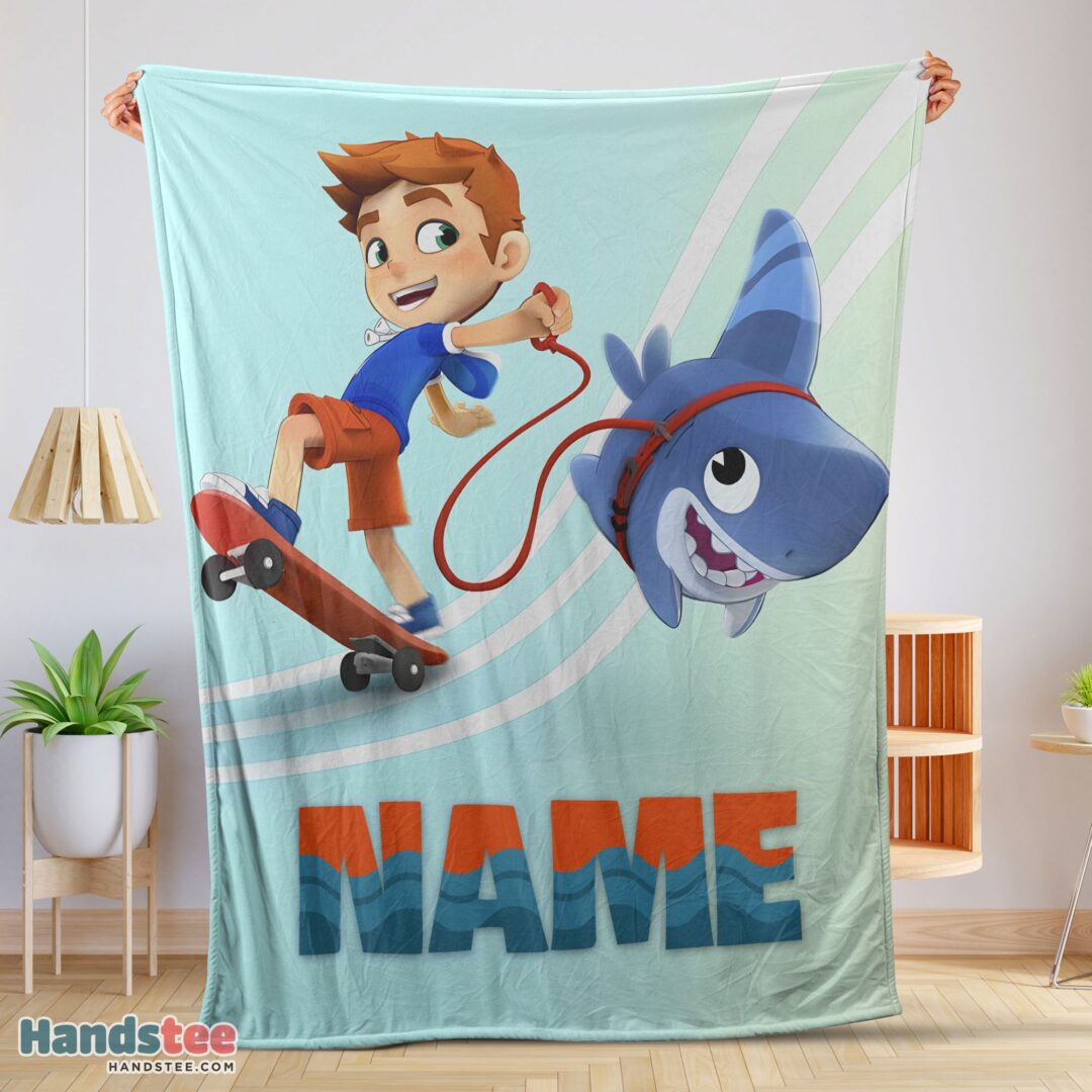 premium-catoon-sharkdog-sharkdog-and-max-skateboarding-blanket-fleece-customized-blanket-mk-01 Premium Catoon Sharkdog Sharkdog And Max Skateboarding Blanket Fleece Customized Blanket